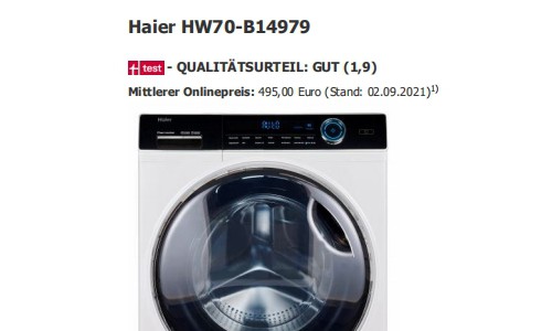 在德国：海尔洗衣机获检测最高权威Stiwa认证